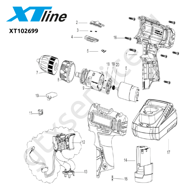 WKRĘTARKA AKU. 10,8V, 2xAKU. 1.5 AH SAMSUNG, PLASTIKOWA WALIZKA - XTLINE XT102699 