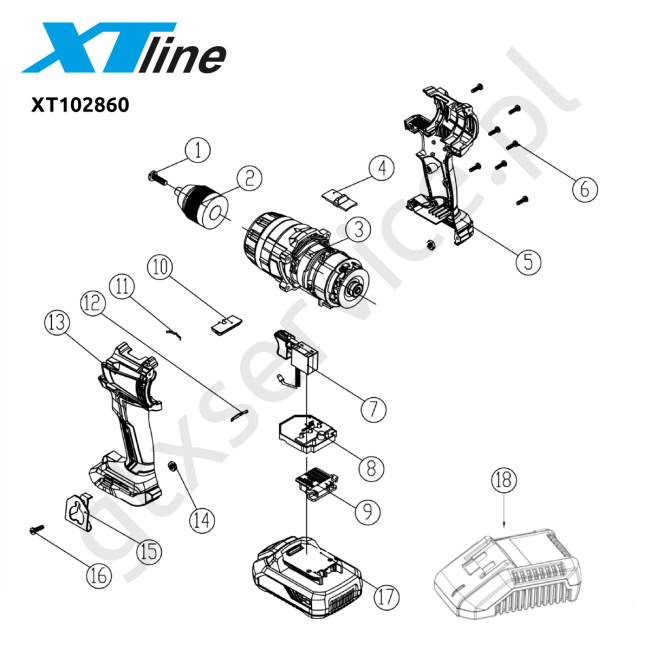 Wiertarko-wkrętarka akumulatorowa - XTLINE XT102860 