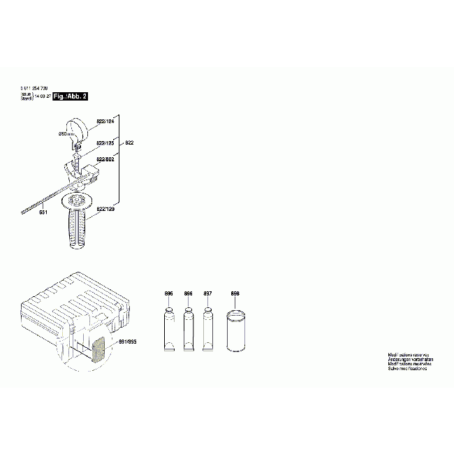 Młotowiertarka - BOSCH NIEBIESKI GBH2-26DFR 0611254768 - (rysunek techniczny)
