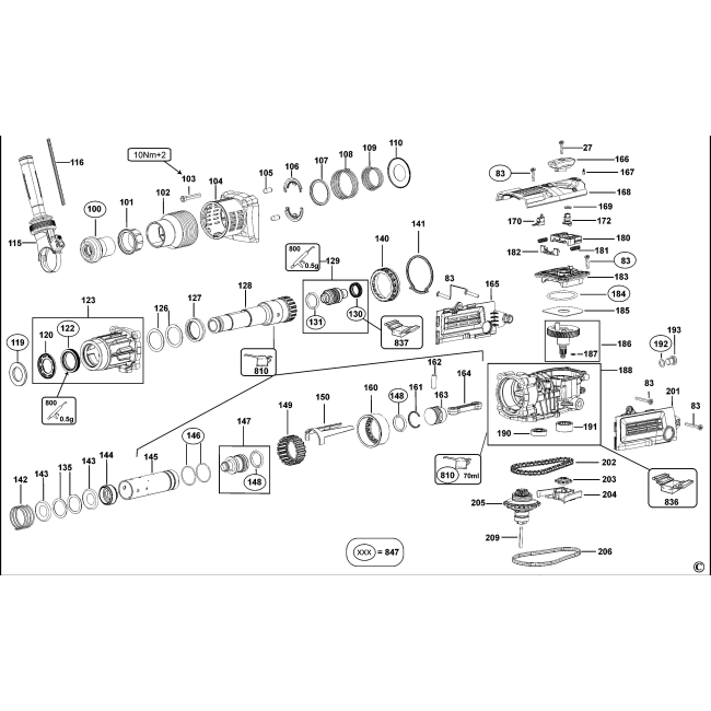 Młotowiertarka - DEWALT D25602 Typ 2 - (rysunek techniczny)
