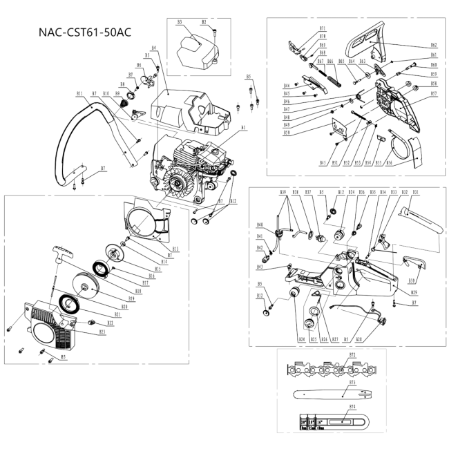 Pilarka spalinowa - NAC NAC-CST61-50AC 82843754 - (rysunek techniczny)

