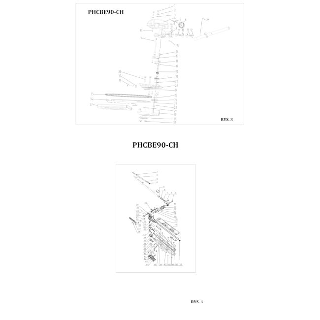 Kosa elektryczna wielofunkcyjna - NAC PHCBE90-CH 82384205 - (rysunek techniczny)
