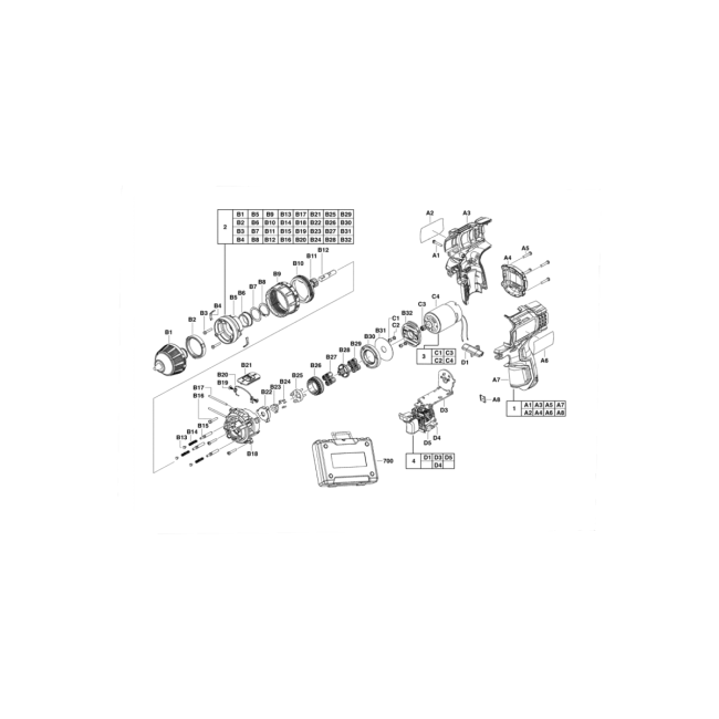 Wiertarko-wkrętarka akumulatorowa - BS12C2 4000411541 - (rysunek techniczny)

