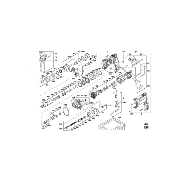 Młotowiertarka - AEG KH24E 4000428211 - (rysunek techniczny)
