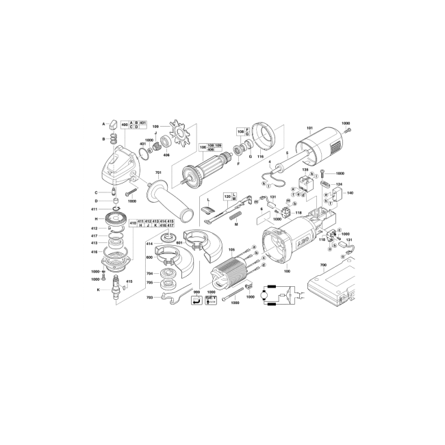 Szlifierka kątowa - AEG WS6-125 4000403416 - (rysunek techniczny)
