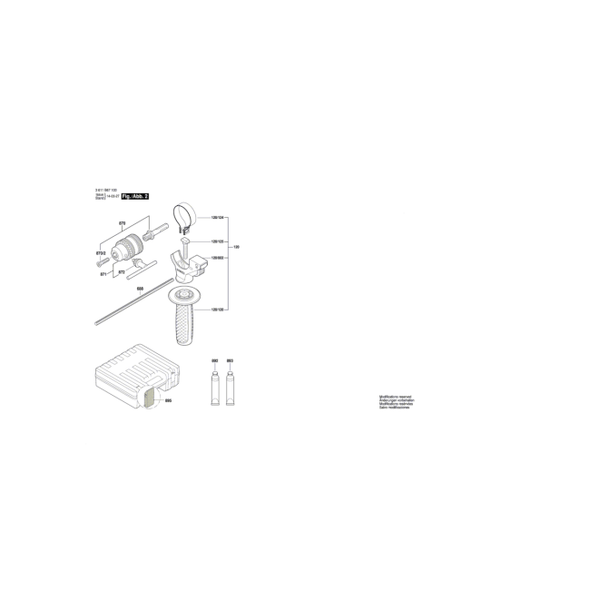 Młot udarowo obrotowy SDS Plus - BOSCH NIEBIESKI GBH 2–28DV 3611B67100 - (rysunek techniczny)
