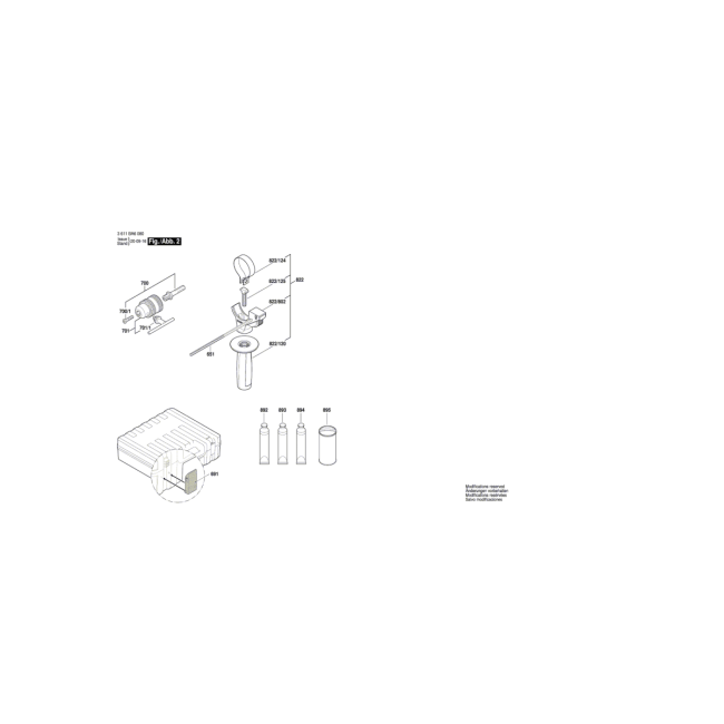 Młot udarowo-obrotowy - BOSCH NIEBIESKI GBH2-21 3611BA6000 - (rysunek techniczny)

