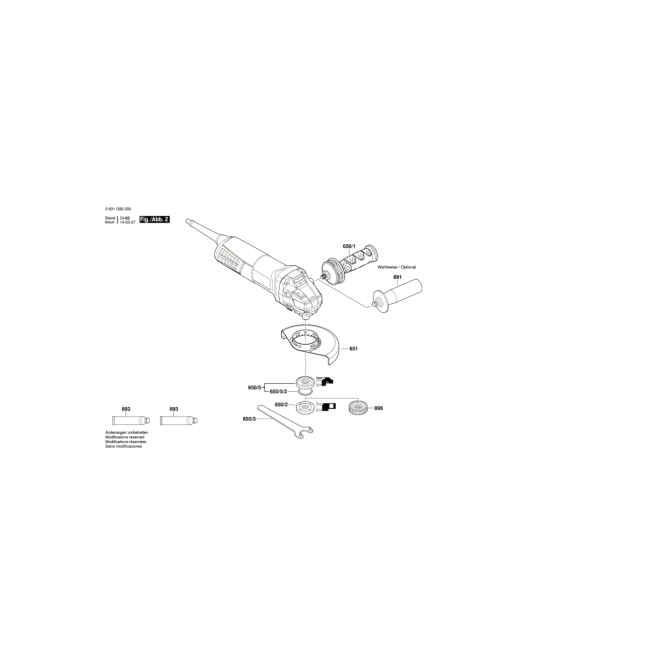 Szlifierka - BOSCH NIEBIESKI GWS11-125 3601G92000 - (rysunek techniczny)
