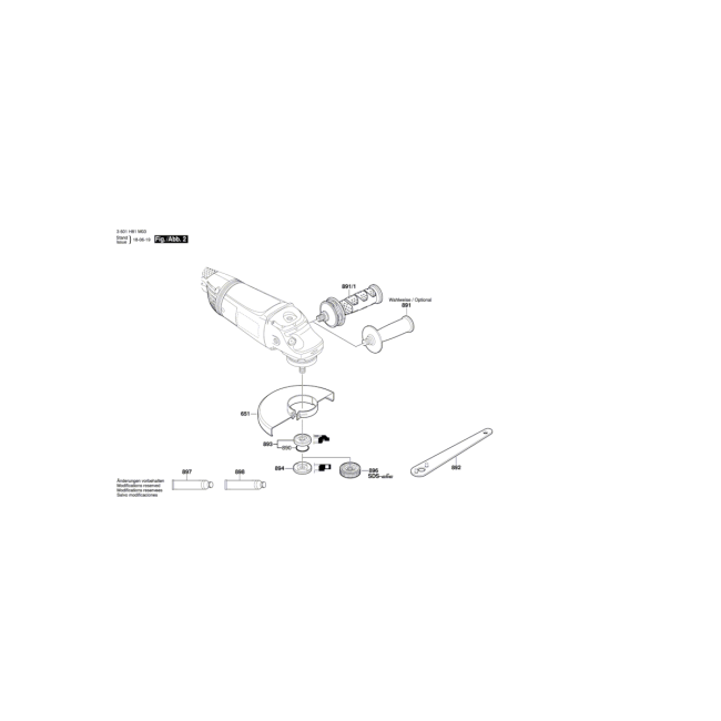 Szlifierka kątowa - BOSCH NIEBIESKI GWS22-230JH 3601H82M05 - (rysunek techniczny)
