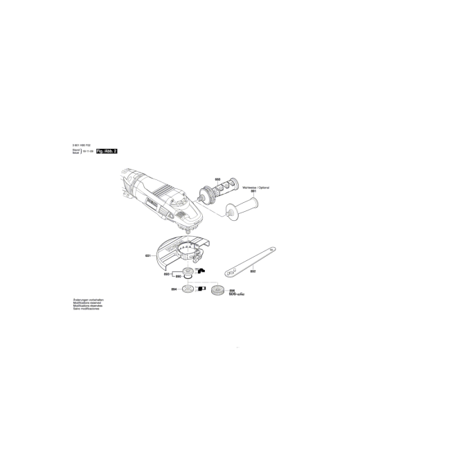 Szlifierka kątowa - BOSCH NIEBIESKI GWS26-230LVI 3601H95F02 - (rysunek techniczny)
