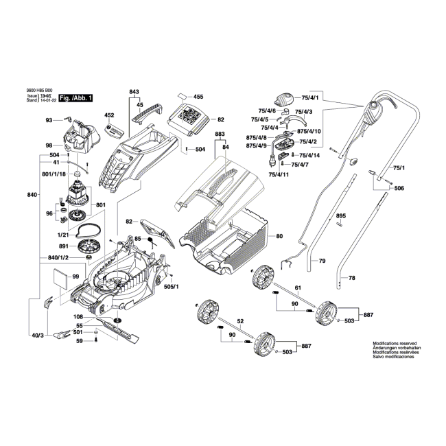 Kosiarka do trawy - BOSCH ZIELONY ARM32 3600H85B02 - (rysunek techniczny)
