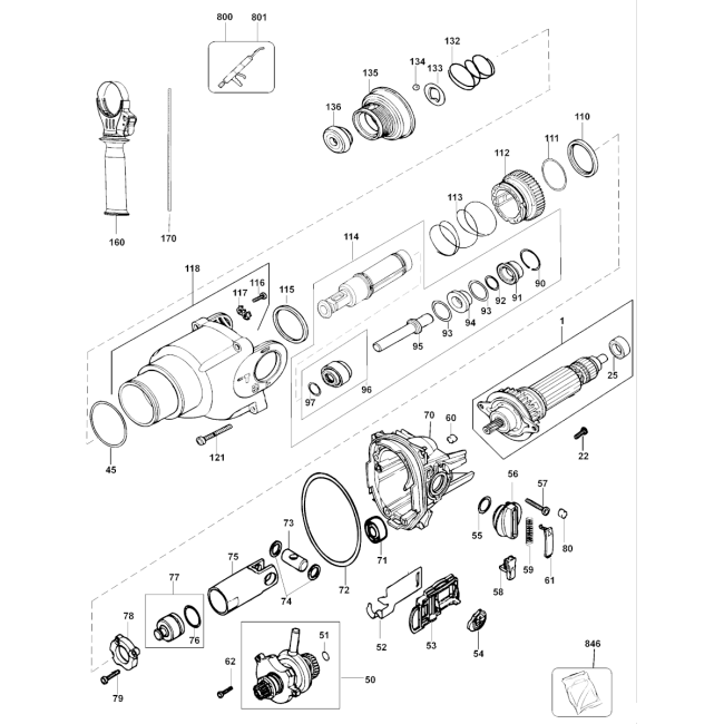 Młotowiertarka - DEWALT D25103 Typ 1 - (rysunek techniczny)
