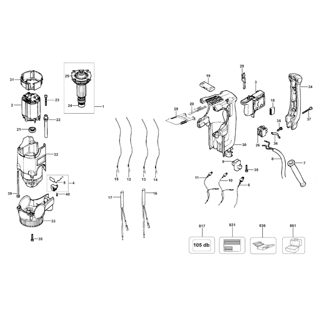 Młotowiertarka - DEWALT D25313 Typ 3 - (rysunek techniczny)
