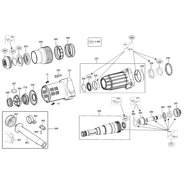 Młotowiertarka - DEWALT D25762 Typ 1 - (rysunek techniczny)
