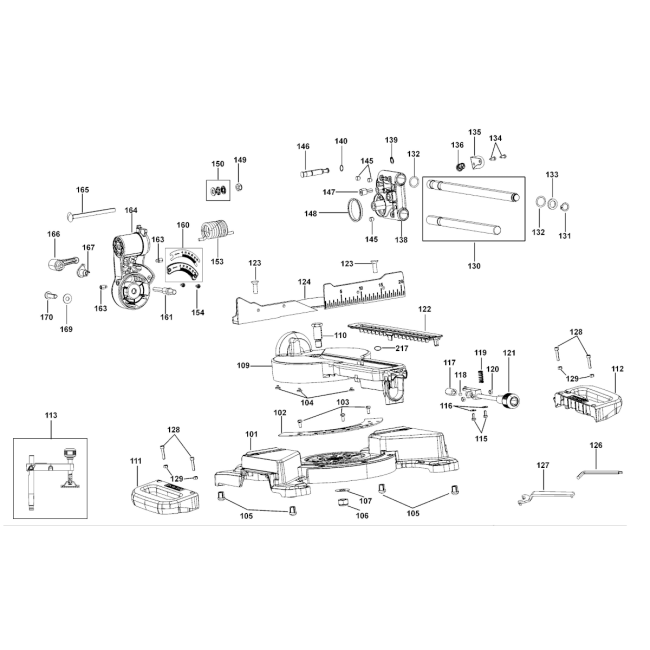 Pilarka ukosowa - DEWALT DWS774 Typ 1 - (rysunek techniczny)

