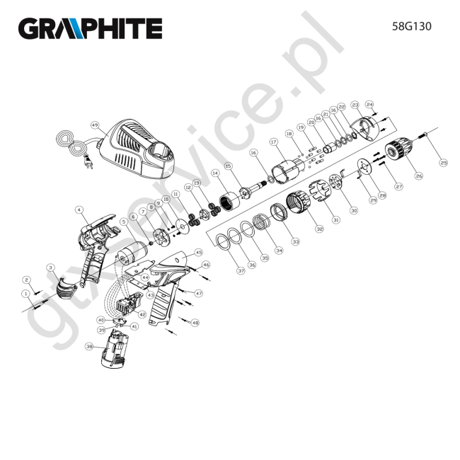 Wiertarko-wkrętarka akumulatorowa - GRAPHITE 58G130 