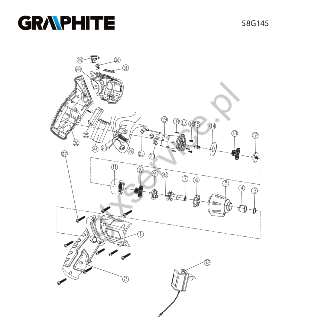 Wkrętak akumulatorowy - GRAPHITE 58G145 