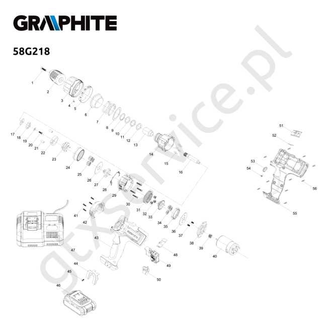 Wiertarko-wkrętarka akumulatorowa - GRAPHITE 58G218 