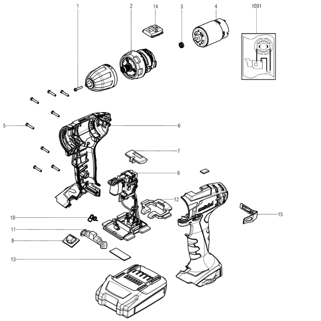 Wiertarko-wkrętarka akumulatorowa - METABO BS18 02207000 - (rysunek techniczny)
