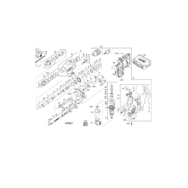 Młotowiertarka - MILWAUKEE HD18HX-0 4000446519 - (rysunek techniczny)
