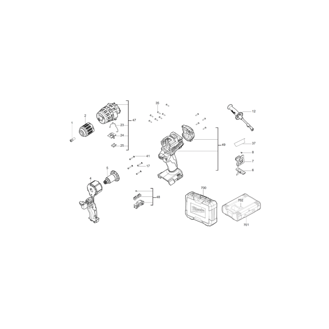Wiertarko-wkrętarka akumulatorowa - MILWAUKEE M18FDD-0 4000452489 - (rysunek techniczny)
