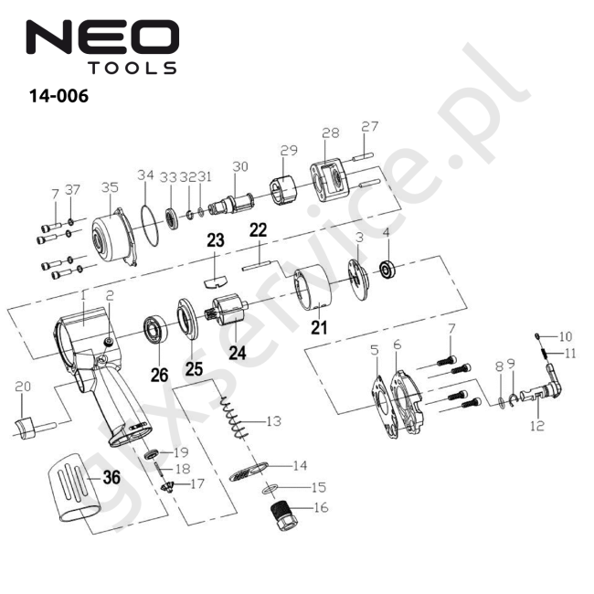 Klucz udarowy pneumatyczny - NEO 14-006 