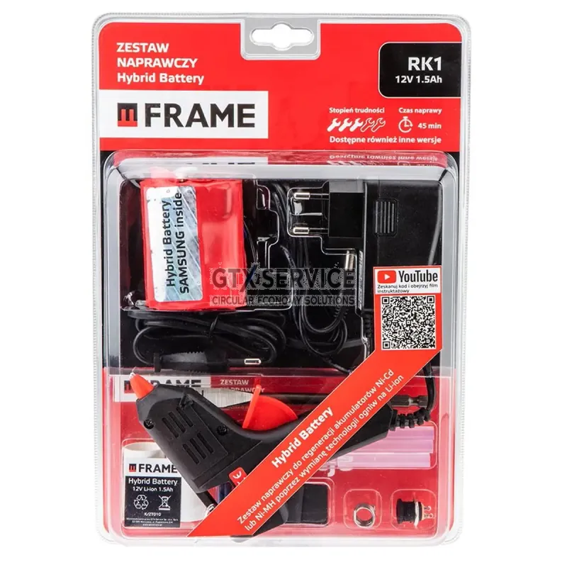 Zestaw naprawczy Hybrid Battery :12V 1.5Ah do Zestawy naprawcze Hybrid Battery do regeneracji akumulatorów Ni-Cd lub Ni-MH poprzez wymianę technologii ogniw na Li-ion - FRAME SW_RK