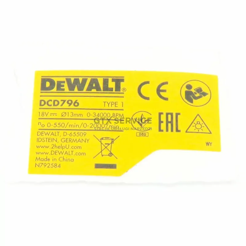 Część zamienna do Wiertarko-wkrętarka akumulatorowa - DEWALT DCD796P2