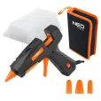 Zestaw: pistolet klejowy 7 mm, 100W, 60 wkładów klejowych 7mm*150mm, 3 ochraniacze palców, etui - NEO TOOLS - 17-101