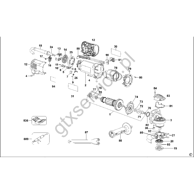 Angle grinder - DEWALT D28135 Typ 4 - (rysunek techniczny)
