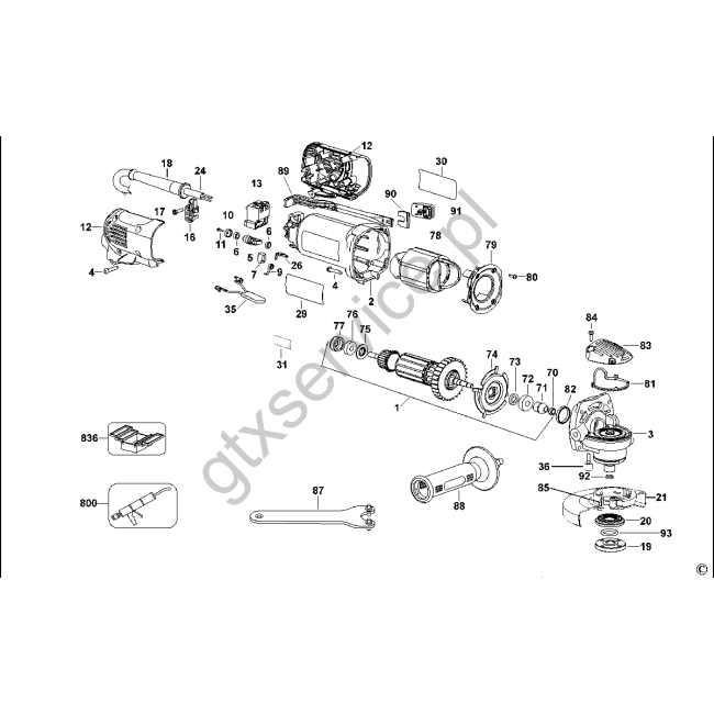 Angle grinder - DEWALT D28139 Typ 4 - (rysunek techniczny)
