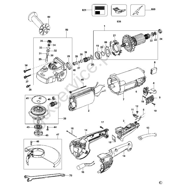 Angle grinder - DEWALT D28400 Typ 1 - (rysunek techniczny)
