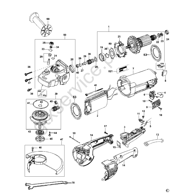Angle grinder - DEWALT D28400 Typ 2 - (rysunek techniczny)
