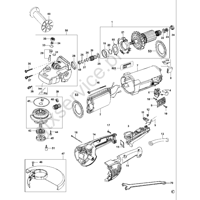 Angle grinder - DEWALT D28401 Typ 3 - (rysunek techniczny)

