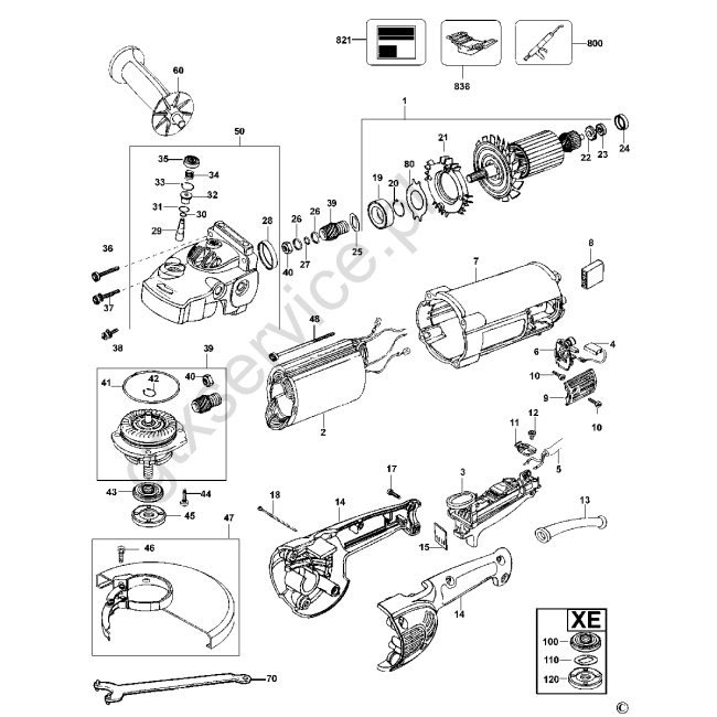 Angle grinder - DEWALT D28410 Typ 1 - (rysunek techniczny)
