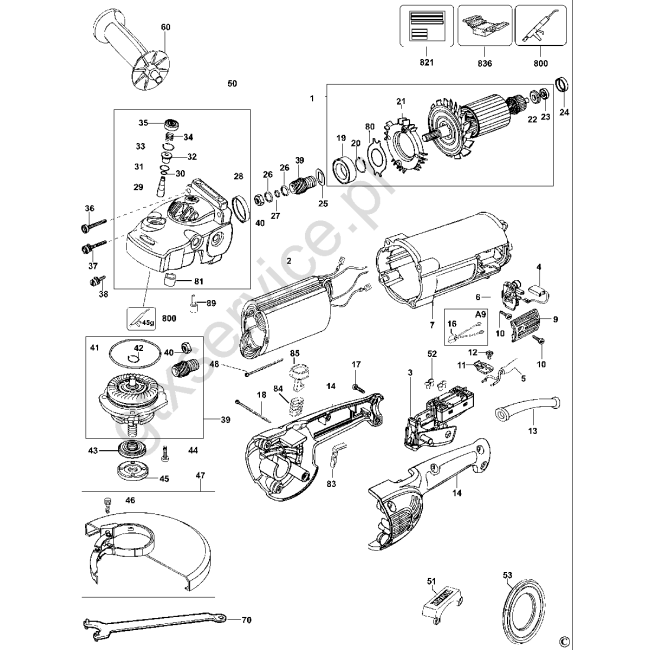 Angle grinder - DEWALT D28413 Typ 4 - (rysunek techniczny)
