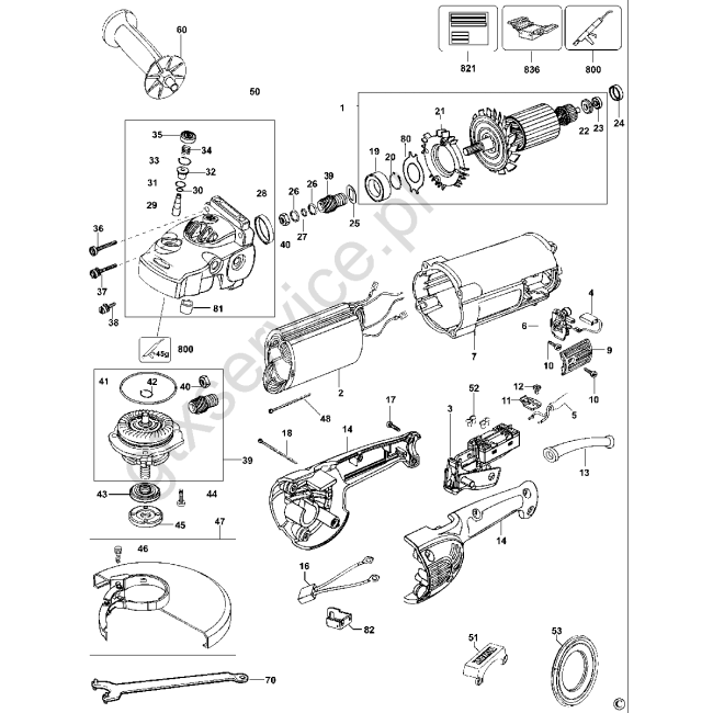 Angle grinder - DEWALT D28413 Typ 3 - (rysunek techniczny)

