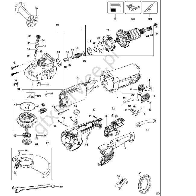 Angle grinder - DEWALT D28414 Typ 4 - (rysunek techniczny)
