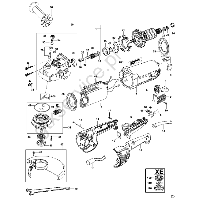 Angle grinder - DEWALT D28414 Typ 2 - (rysunek techniczny)
