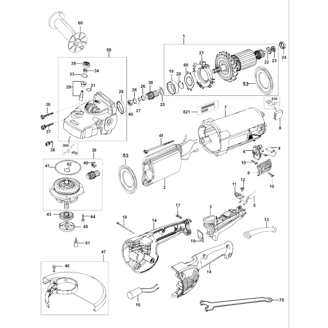 Angle grinder - DEWALT D28415 Typ 3 - (rysunek techniczny)
