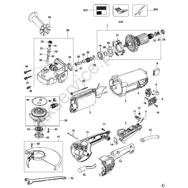 Angle grinder - DEWALT D28422 Typ 1 - (rysunek techniczny)
