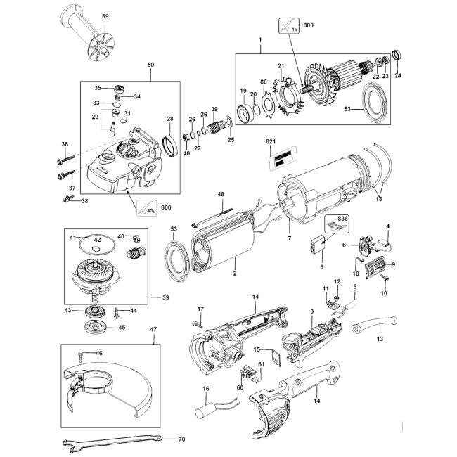 Angle grinder - DEWALT D28423 Typ 2 - (rysunek techniczny)
