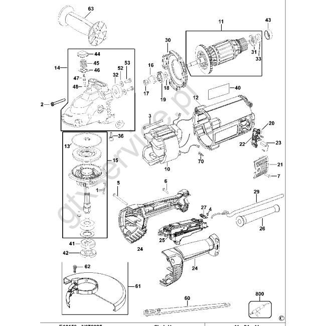 Angle grinder - DEWALT D28495 Typ1 - (rysunek techniczny)
