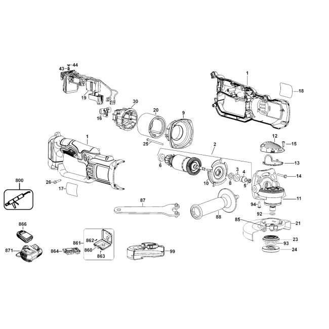 Angle grinder - DEWALT DCG412 Typ 10 - (rysunek techniczny)
