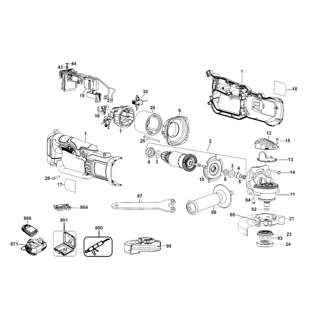 Angle grinder - DEWALT DCG412 TYP 1 - (rysunek techniczny)
