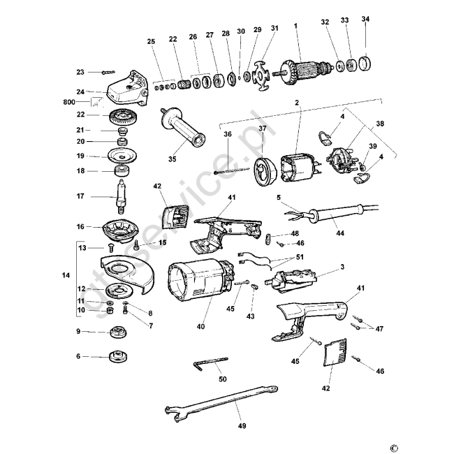 Angle grinder - DEWALT DW846 Typ 2-3 - (rysunek techniczny)
