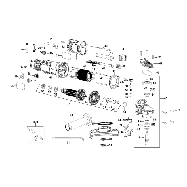 Angle grinder - DEWALT DWE4051 Typ 2 - (rysunek techniczny)

