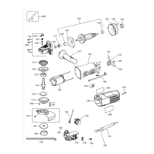 Angle grinder - DEWALT DWE4117 Typ 15 - (rysunek techniczny)
