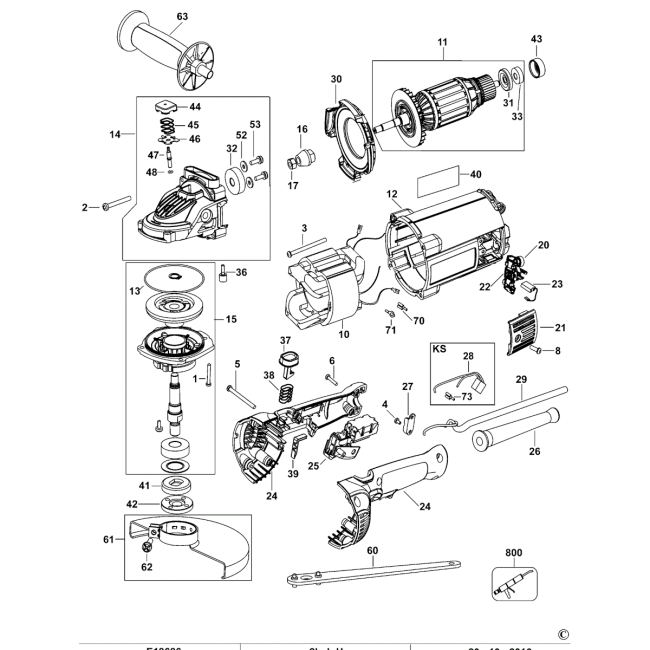 Angle grinder - DEWALT DWE492 Typ 20 - (rysunek techniczny)
