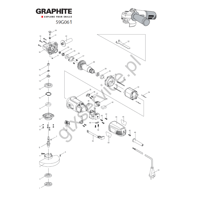 Angle grinder - GRAPHITE 59G061